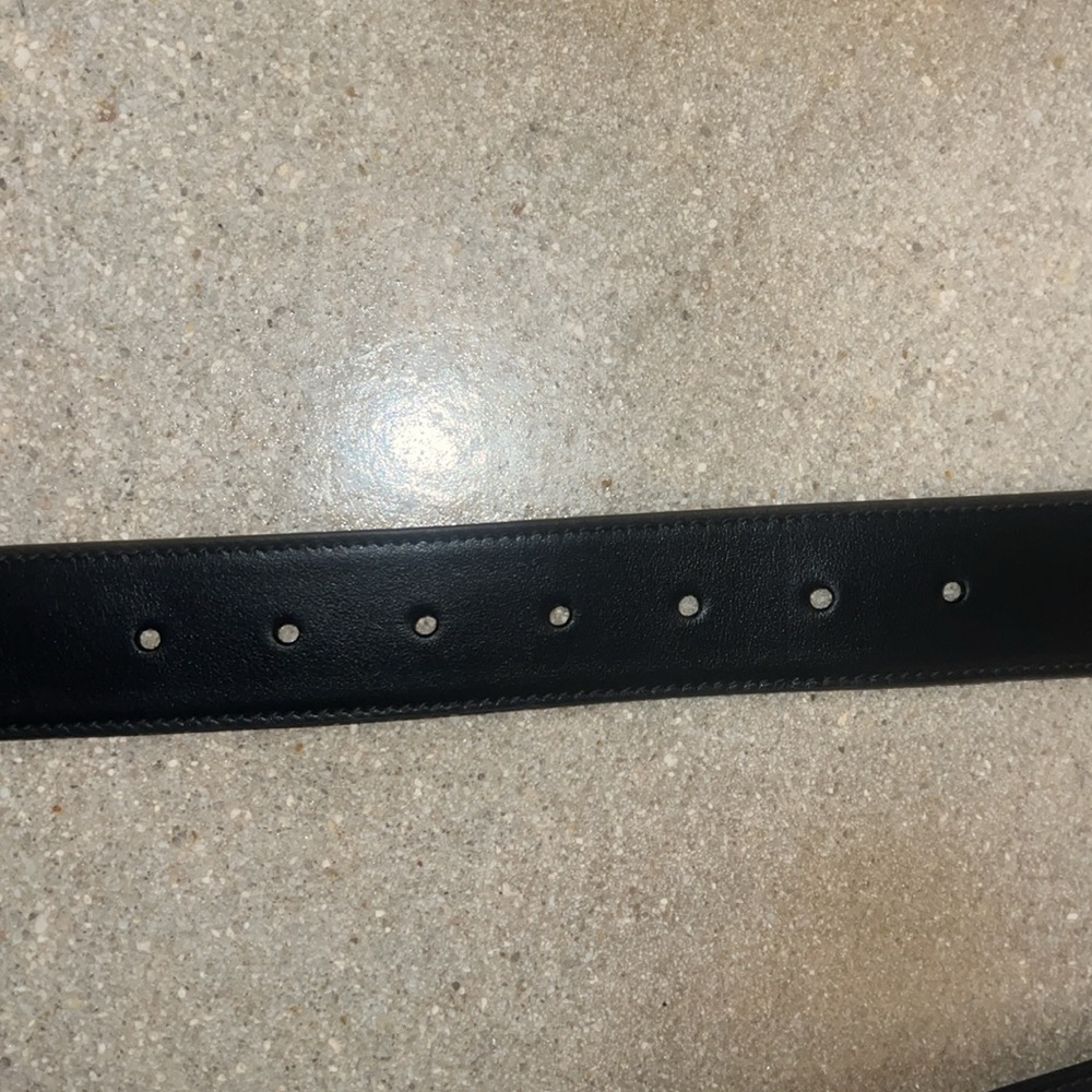 Prada of women's black leather belt with brass buckle embellishments size 36 - Picture 6 of 6